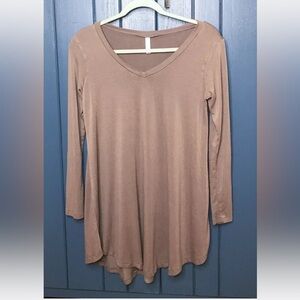Popana Light Brown Flowing Tunic Shirt Medium Lagenlook Goblin Core Boho Neutral